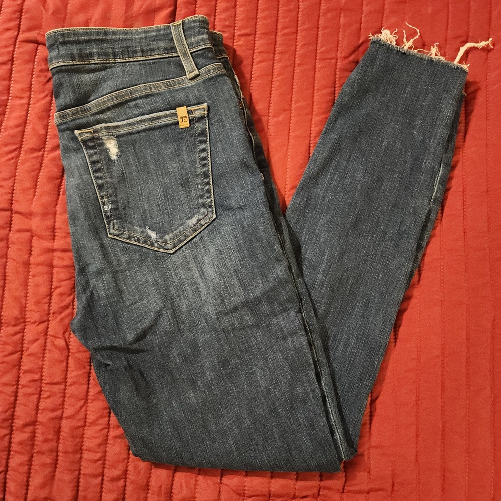 Joes Jeans Womens 30 High Rise Skinny Ankle Distressed Raw Hem Dark Wash Denim